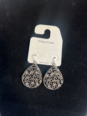 Maurices Silver Floral Filigree Teardrop Earrings
